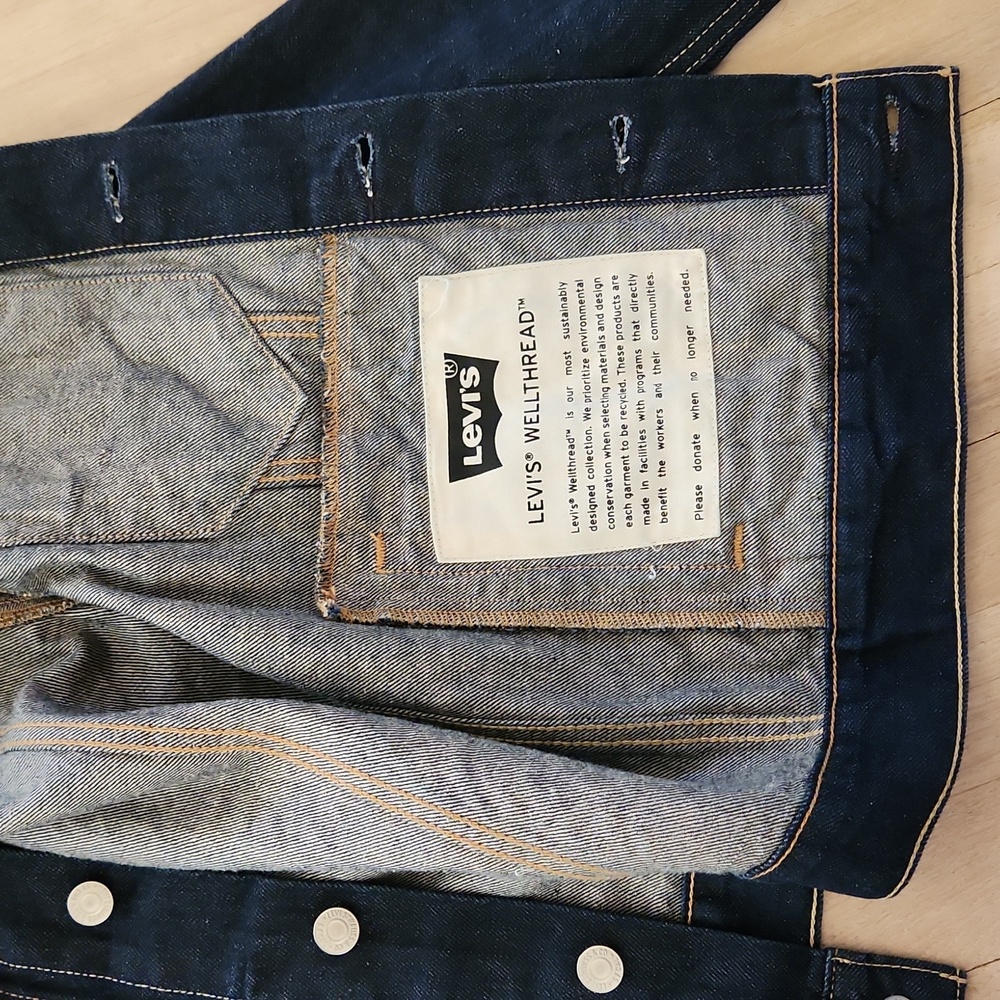 Levi’s Mens Classic Trucker Original Denim Jean Jacket Indigo Blue Size XS Levis - Picture 10 of 12